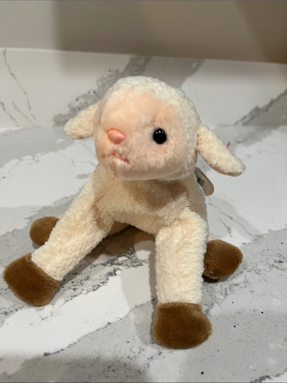 Plush Lamb Stuffed Animal - Cream with Brown Hooves (Ewey 1998)